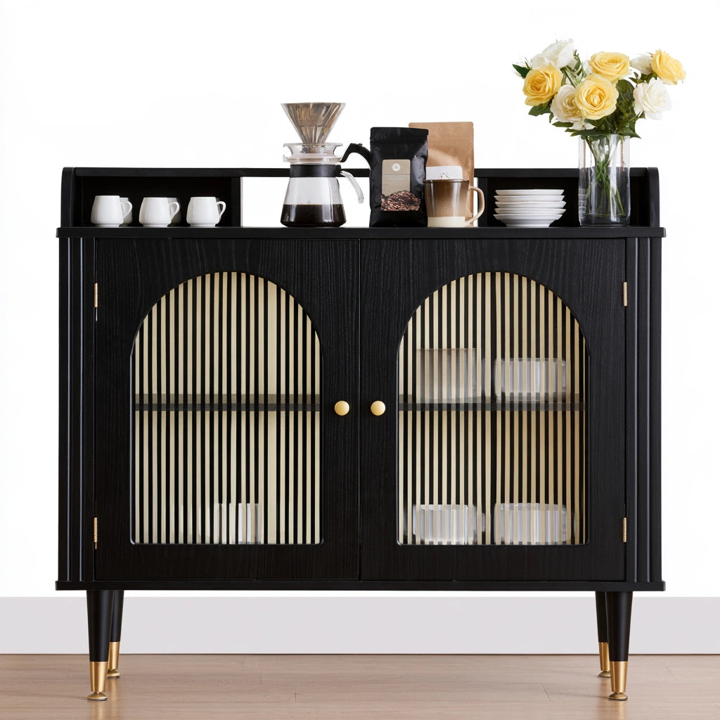 Komoda kredensowa, z drewna, kolor: czarny i biały